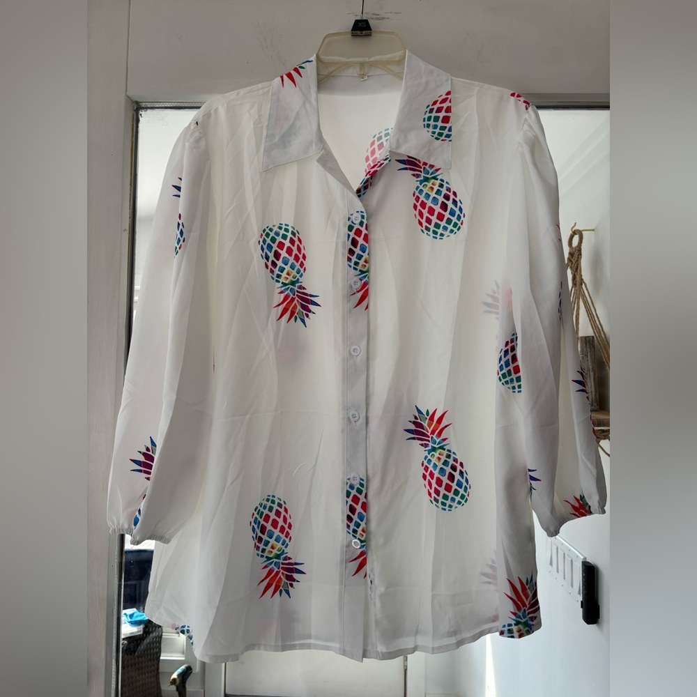Colorful Pineapple Print‎ Blouse